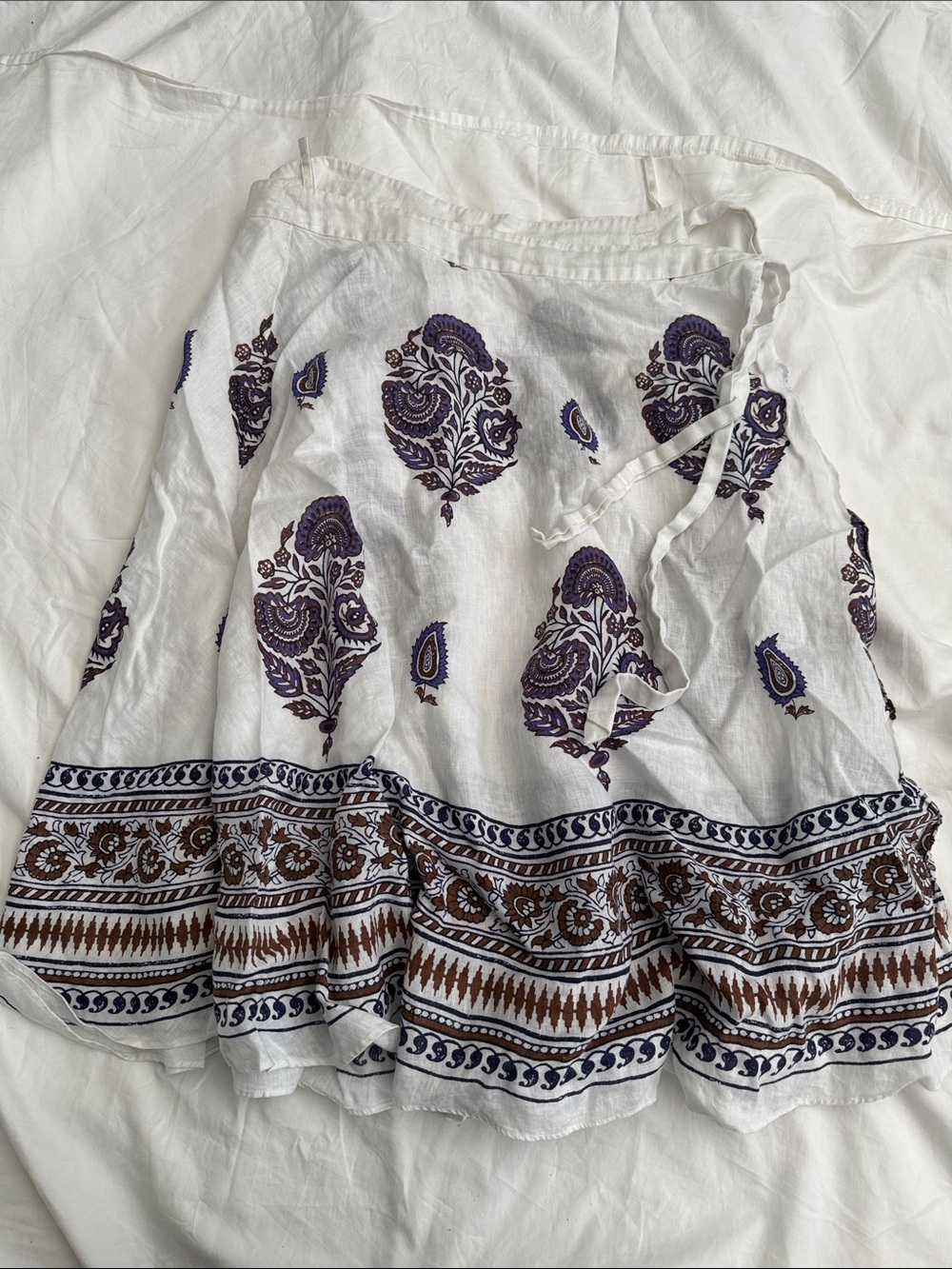 Banana Republic White Linen-Blend Wrap Skirt